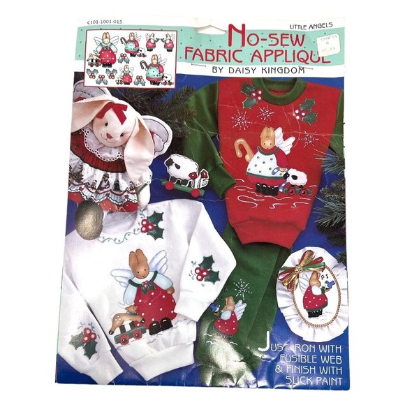 Vintage Daisy Kingdom No-Sew Fabric Applique Panels Christmas Kitty Flowers - Picture 3 of 7